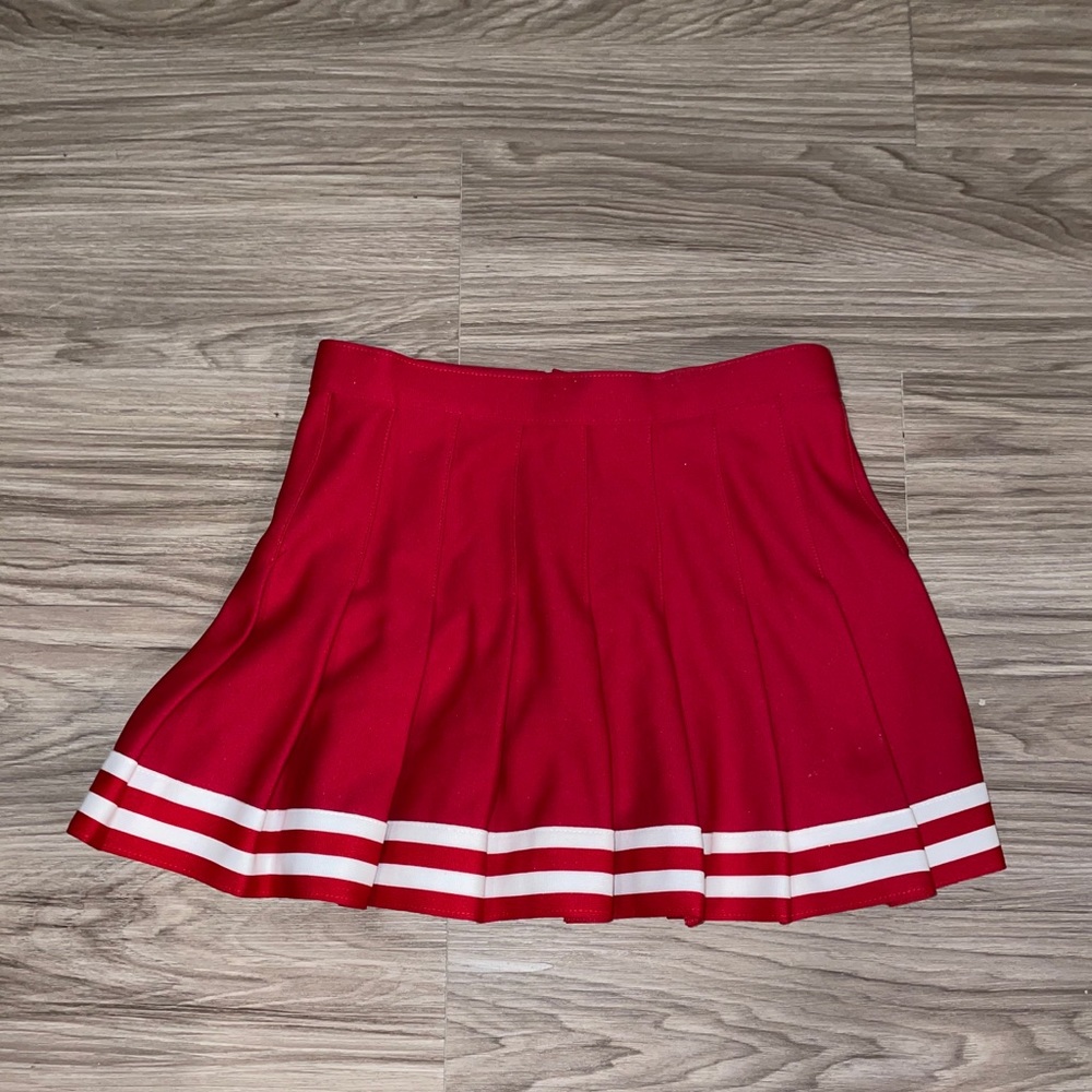 Red and white pleat cheer skirt